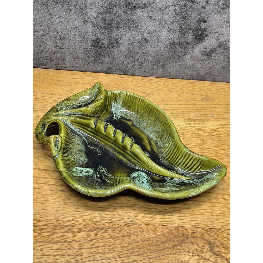 VTG‎ California Pottery Leaf Ashtray Avocado Green W 44 MCM BOHO Retro See Pic
